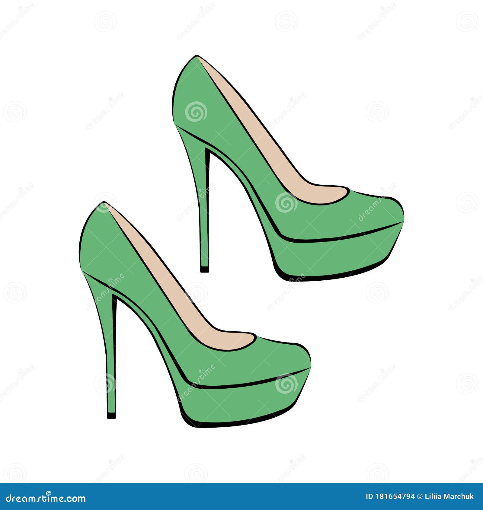 Vector girl in high heels. Fashion illustration. Female legs in shoes.  Stock Vector by ©YanaLesiuk 254128436