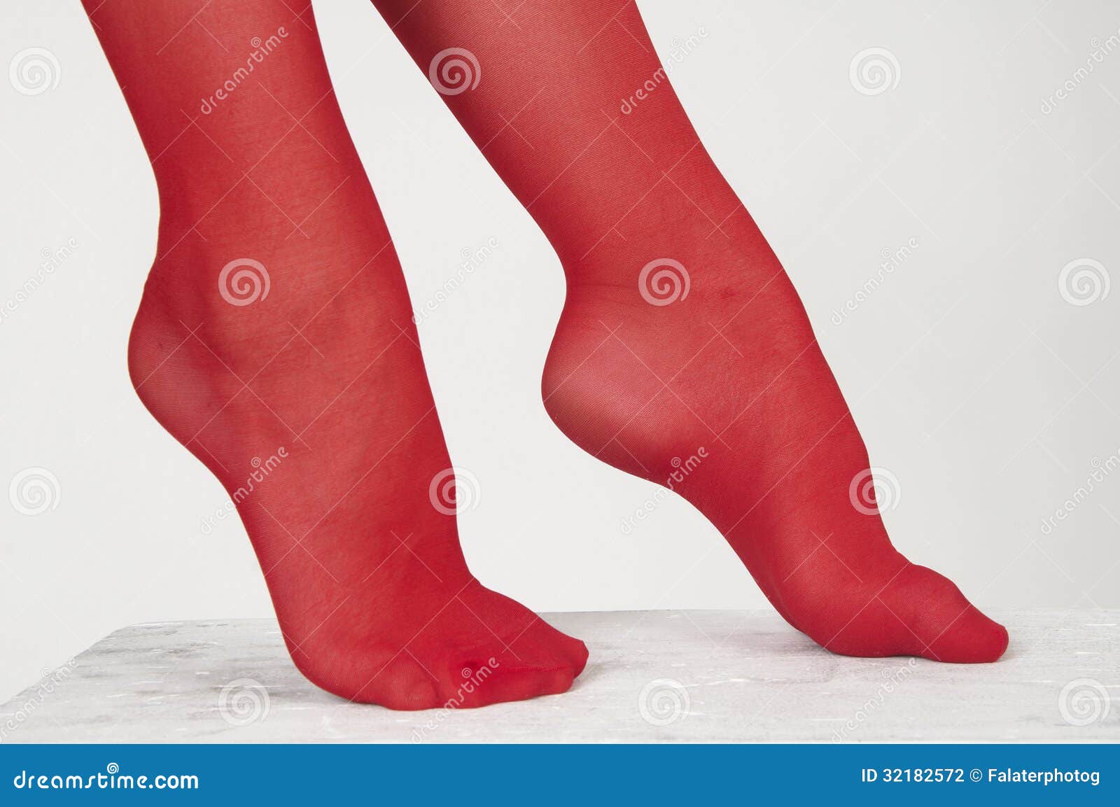 Women S Feet N Red Pantyhose Stock Photo - Image of heels, foot: 32182572