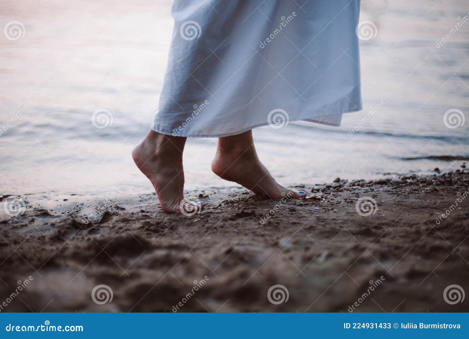 Women& X27;s Feet in the River. Close-up Side View of a Young Woman ...