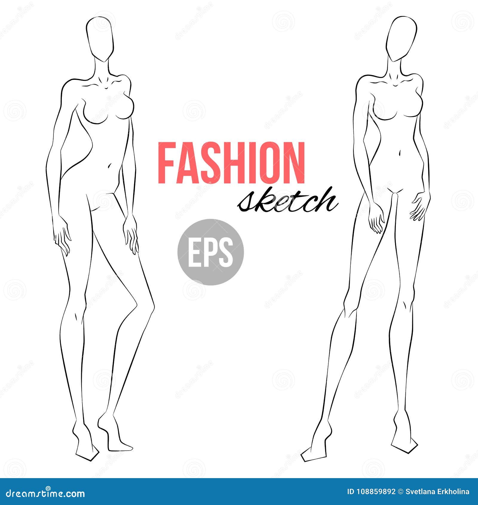 Women`s Figure Sketch. Different Poses. Template for Drawing for Designers  of Clothes Stock Vector - Illustration of human, girl: 108859892