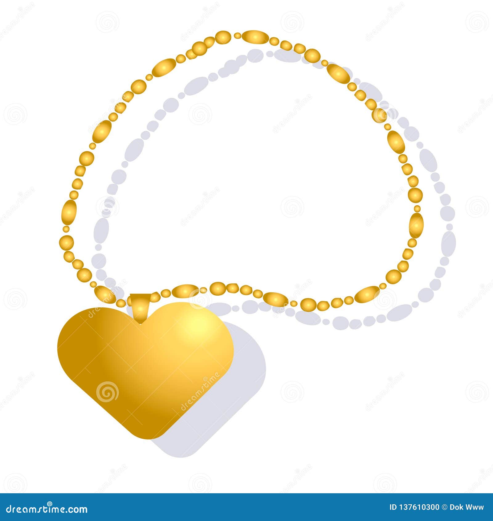 Women`s Gold Chain with a Heart-shaped Chain Stock Vector ...