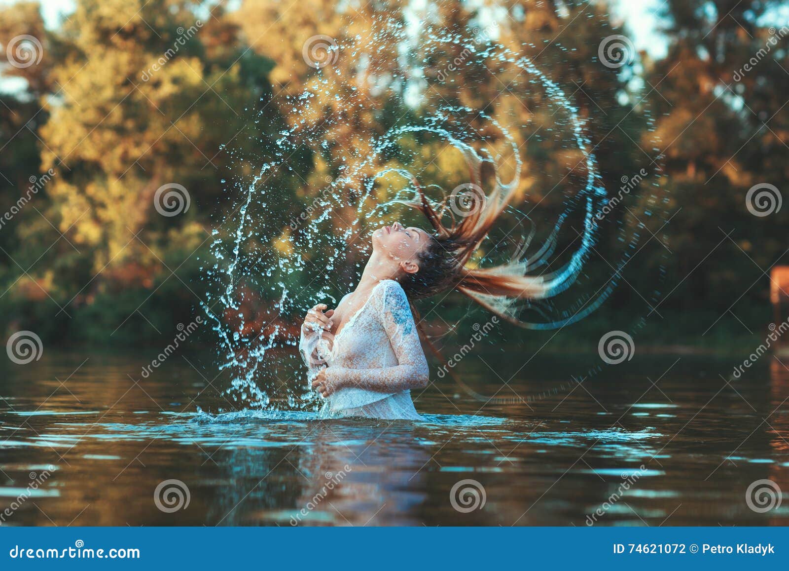 Women S Hair Makes Water Spray. Stock Photo - Image of flip, motion ...