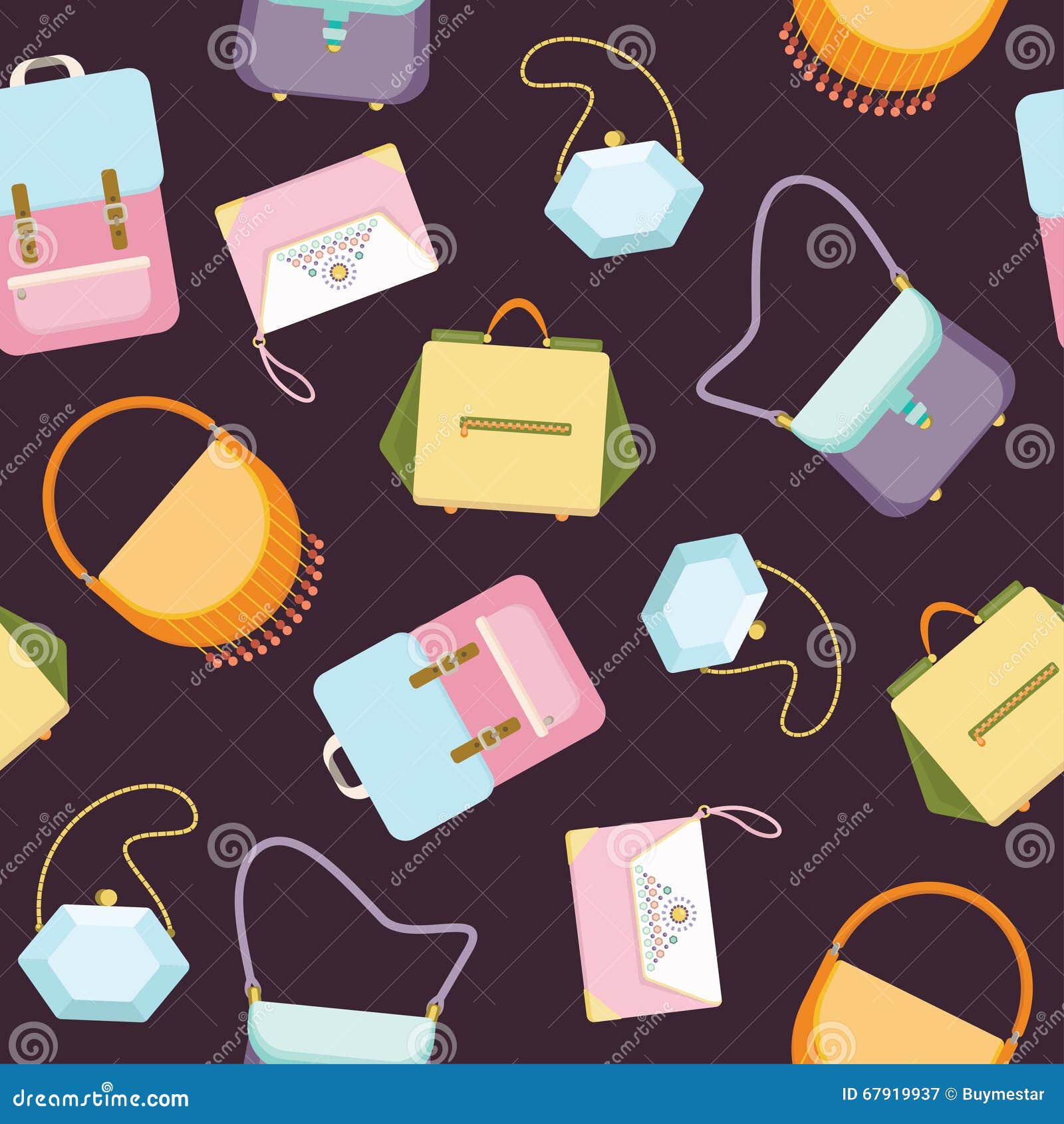 Women S Handbags Purses Seamless Background Pattern Flat Style Vector Illustration Stock