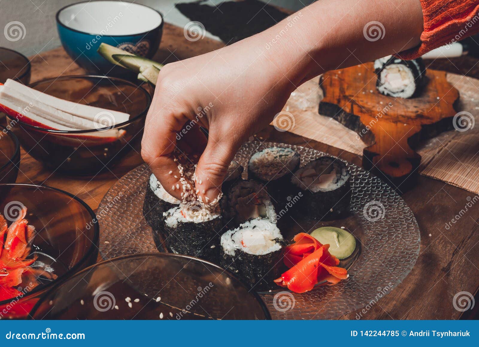 Sushi girl isolated stock image. Image of food, beautiful 