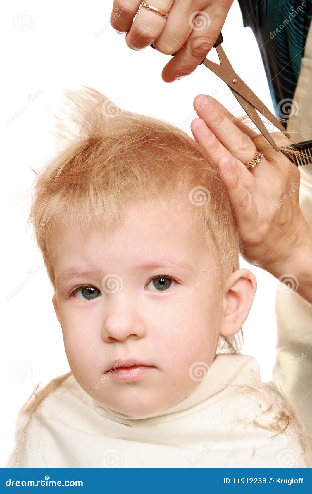 Women S Hands, Shearers Scissors 2,5-year-old Boy Stock Photo