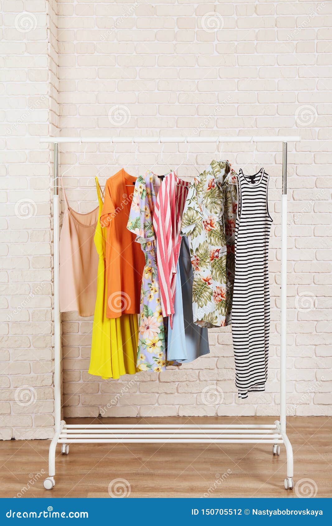 Clothing Store Rack with a Lot of Different Dresses. Stock Photo - Image of  retail, background: 150705512