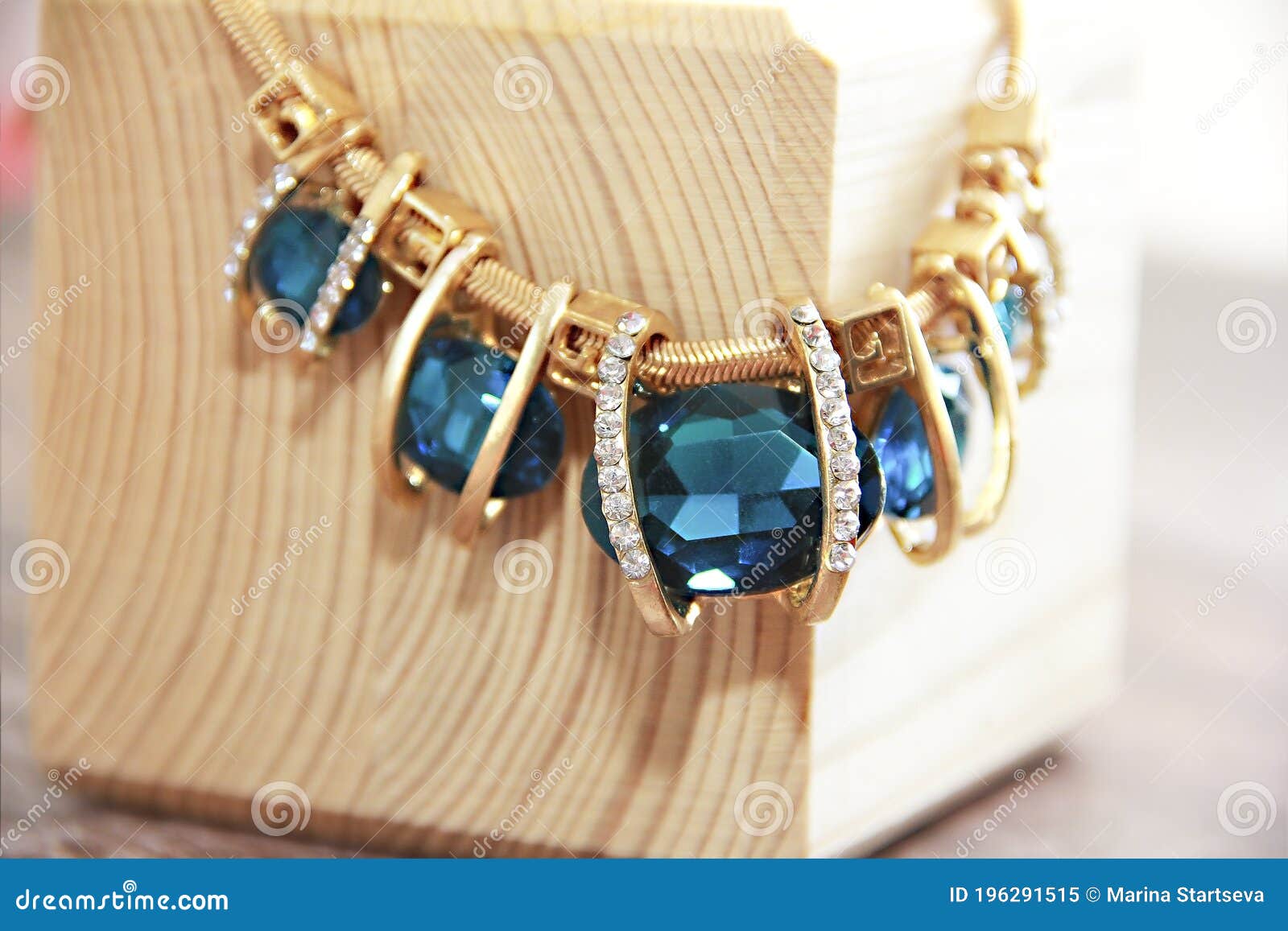 Women`s Jewelry Gold Jewelry Necklace with Blue a Gemstone Stock Image ...