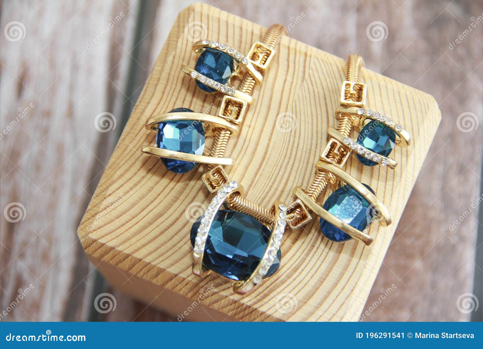 Women`s Jewelry Gold Jewelry Necklace with Blue a Gemstone Stock Image ...