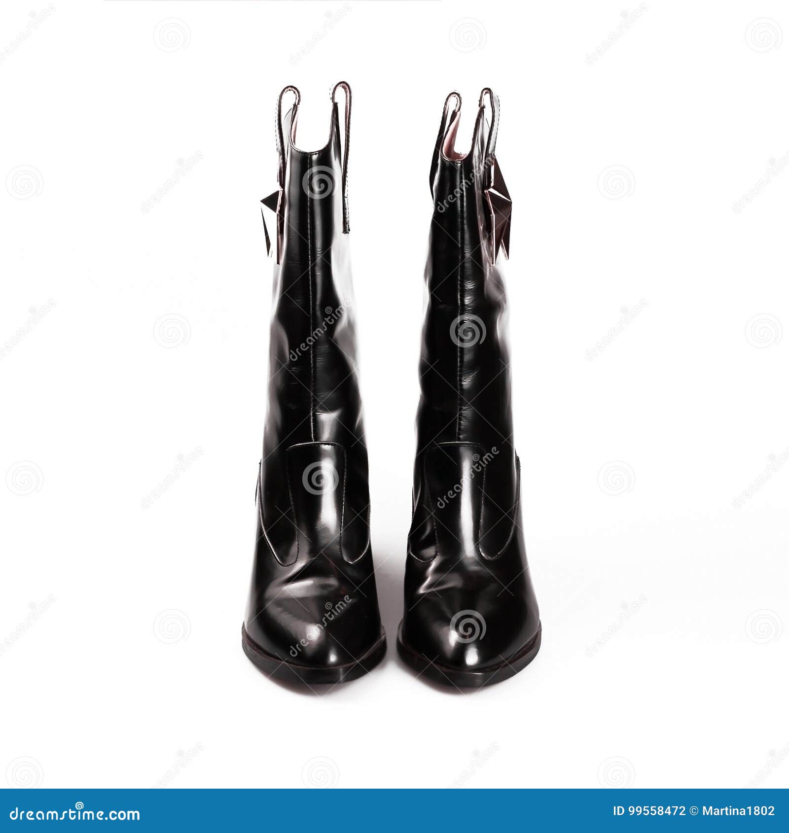 Women`s Leather Black Boots Stock Photo - Image of stylish, closeup ...