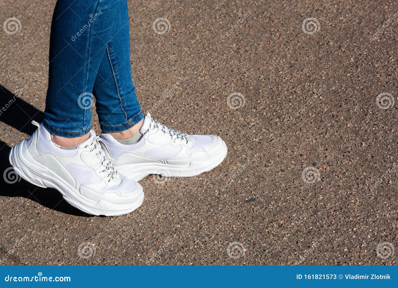 Women`s Legs in White Sports Running Shoes Stock Image - Image of ...