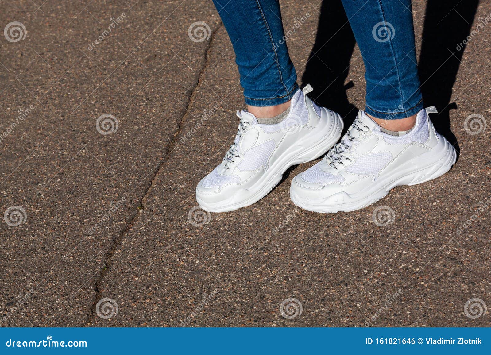 Women`s Legs in White Sports Running Shoes Stock Photo - Image of ...