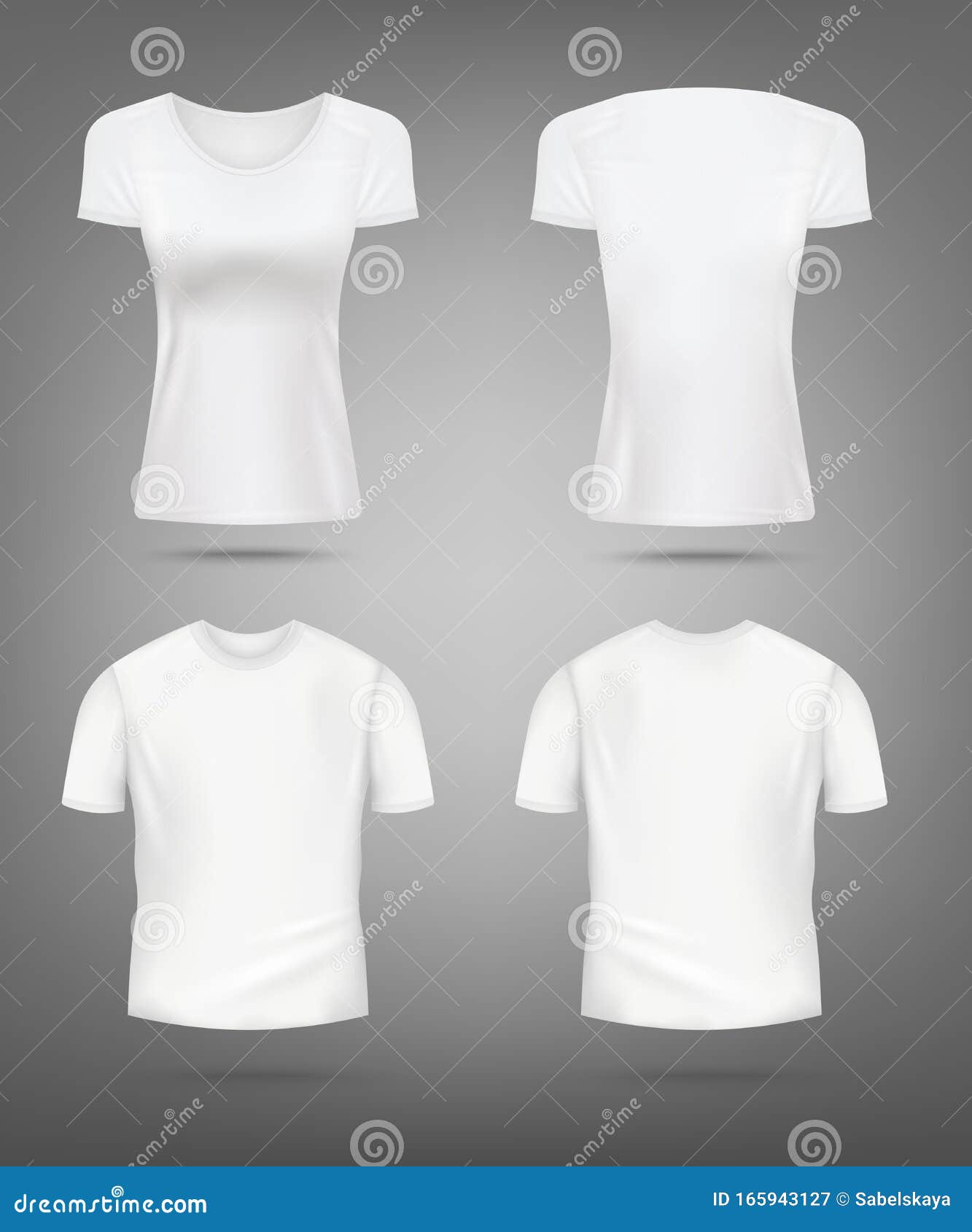 Download Women`s And Men`s White T-shirt Mockup Set - Realistic ...