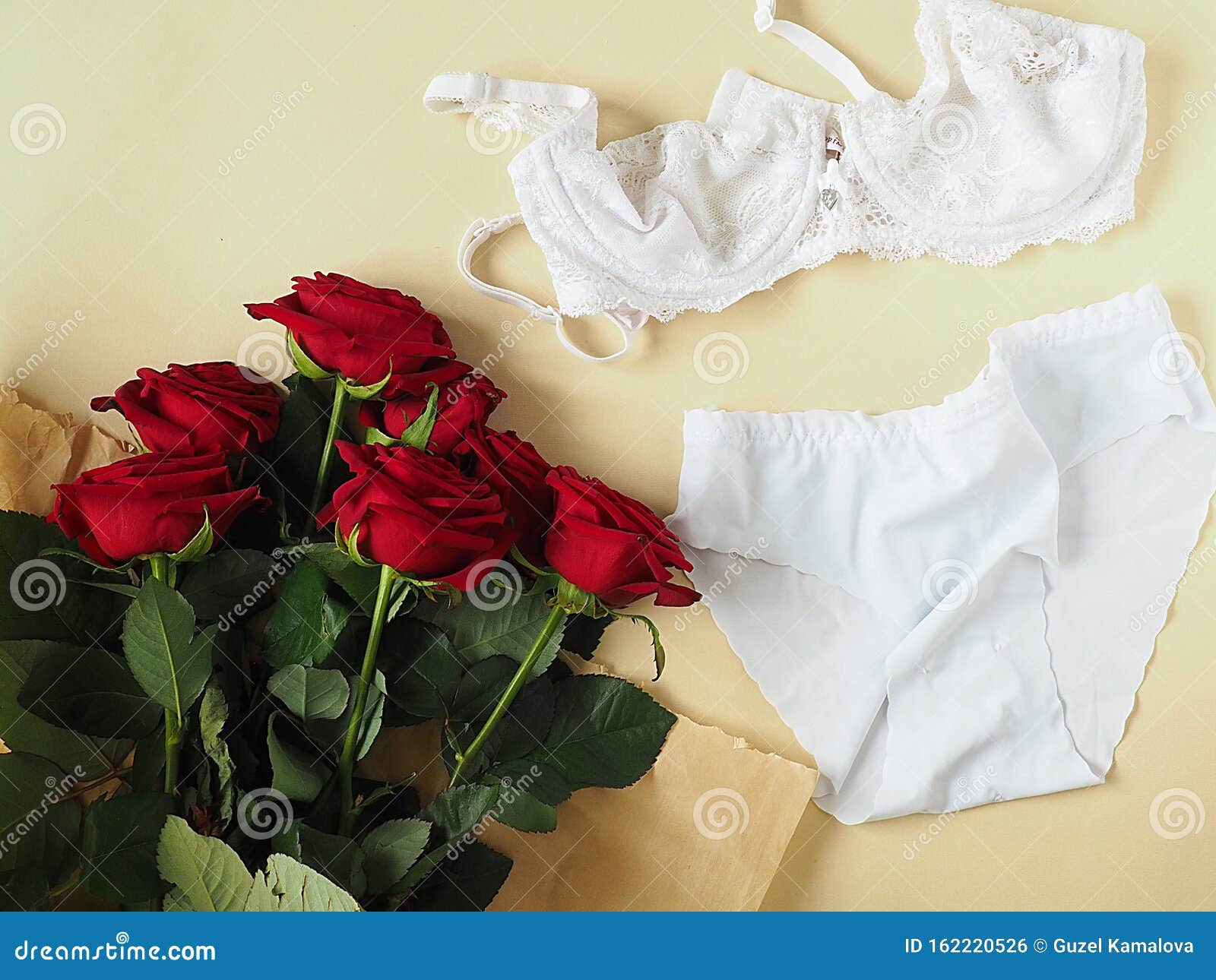 Women`s Panties, Cosmetics, a Bouquet of Flowers. the Concept of Female ...