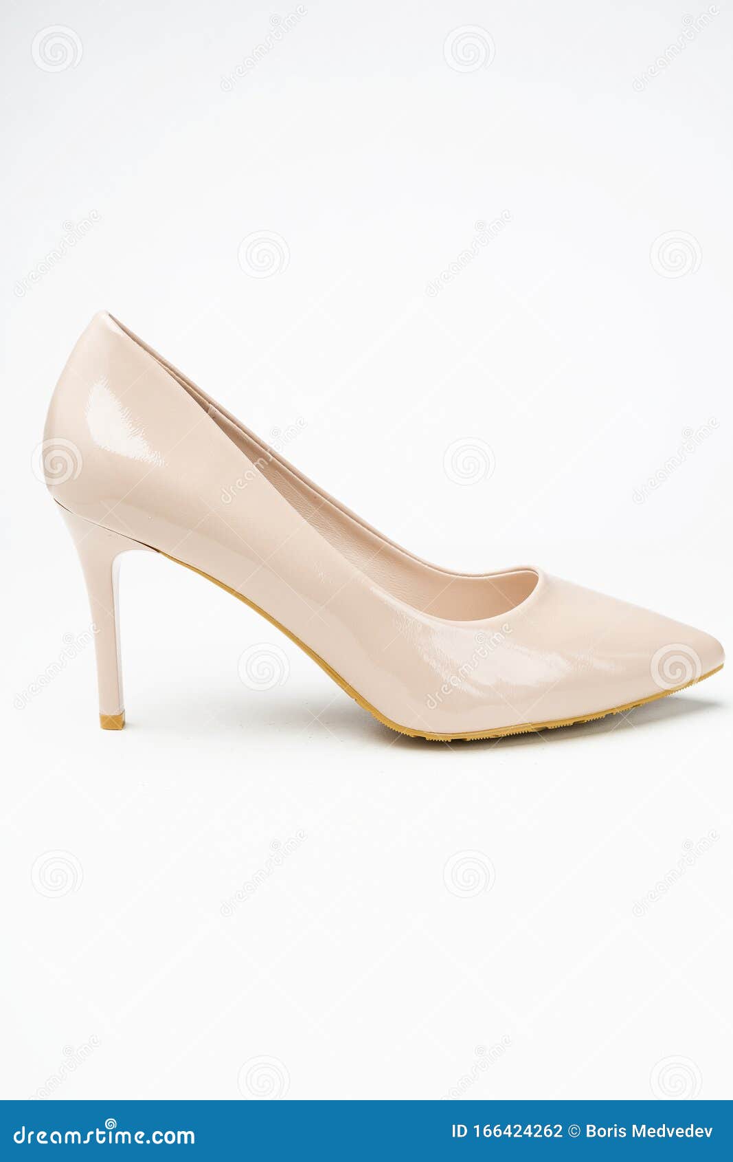 Women`s Patent High Heel Shoes Beige Color Stock Photo - Image of ...