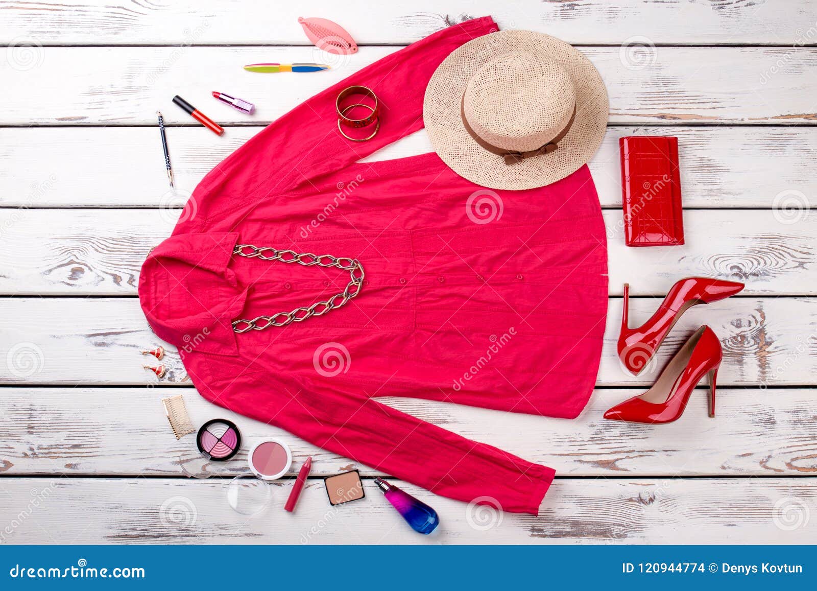 Women`s Red Clothes and Accessories. Stock Photo - Image of bracelet ...