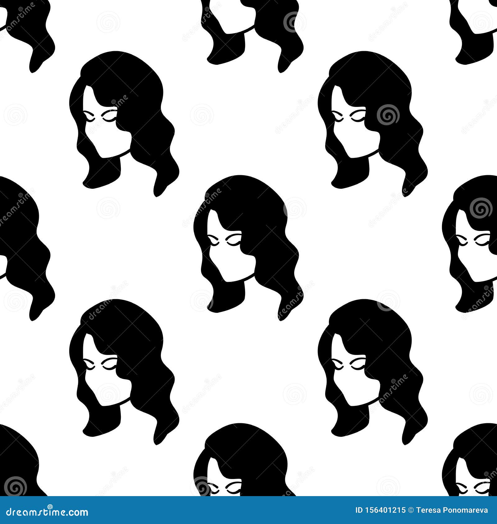 women s retro hairstyle hollywood wave hair glamorous female seamless pattern design hairdressers stylists white 156401215
