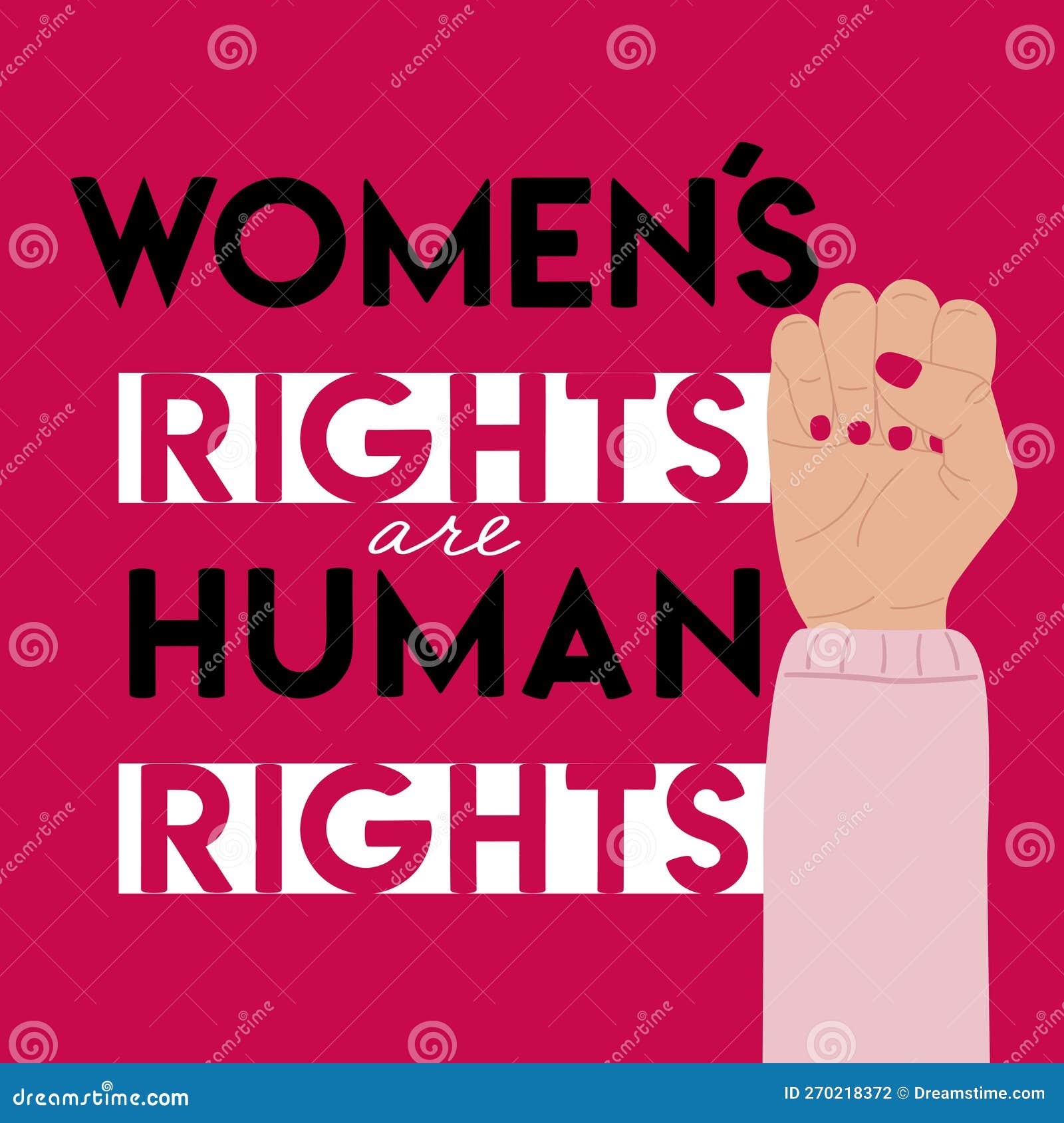 Women S Rights are Human Rights Poster with Raised Fist. Woman ...