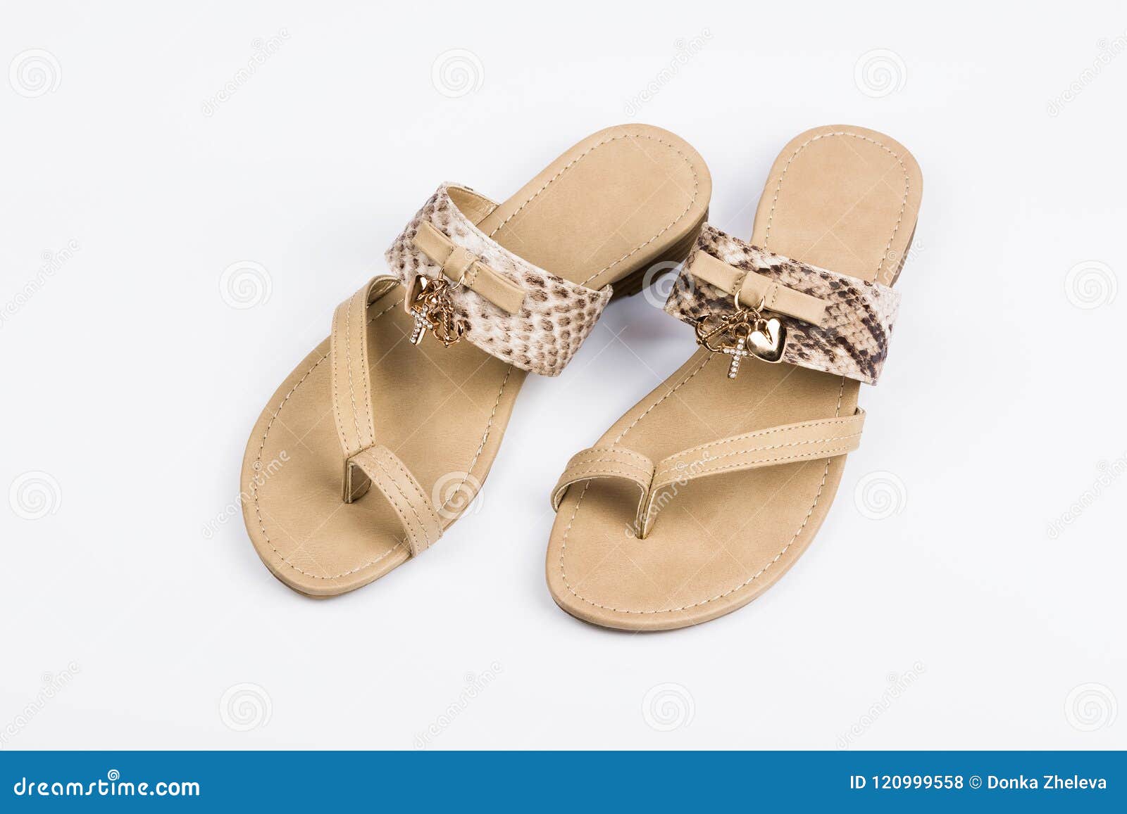 women`s sandals on white background. summer fashion