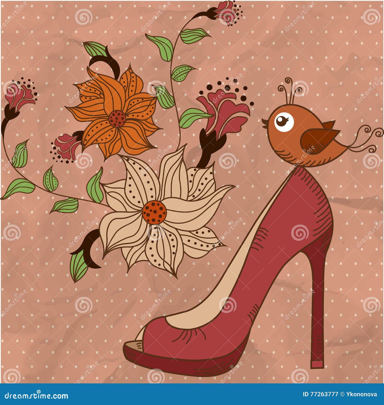 Shoes On A Beautiful Floral Background 