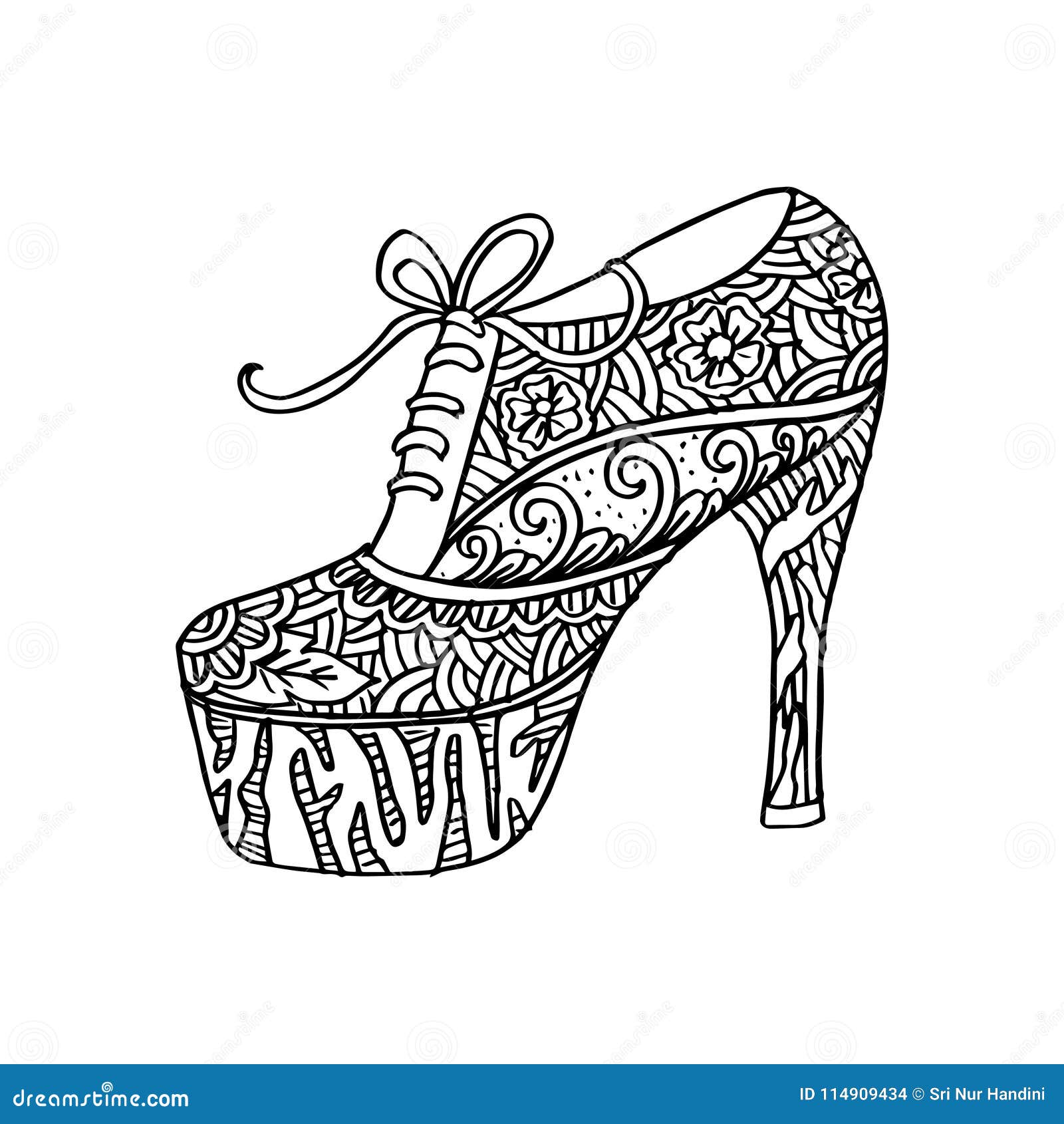 Women`s Shoes with Floral Ornament. Stock Illustration - Illustration ...