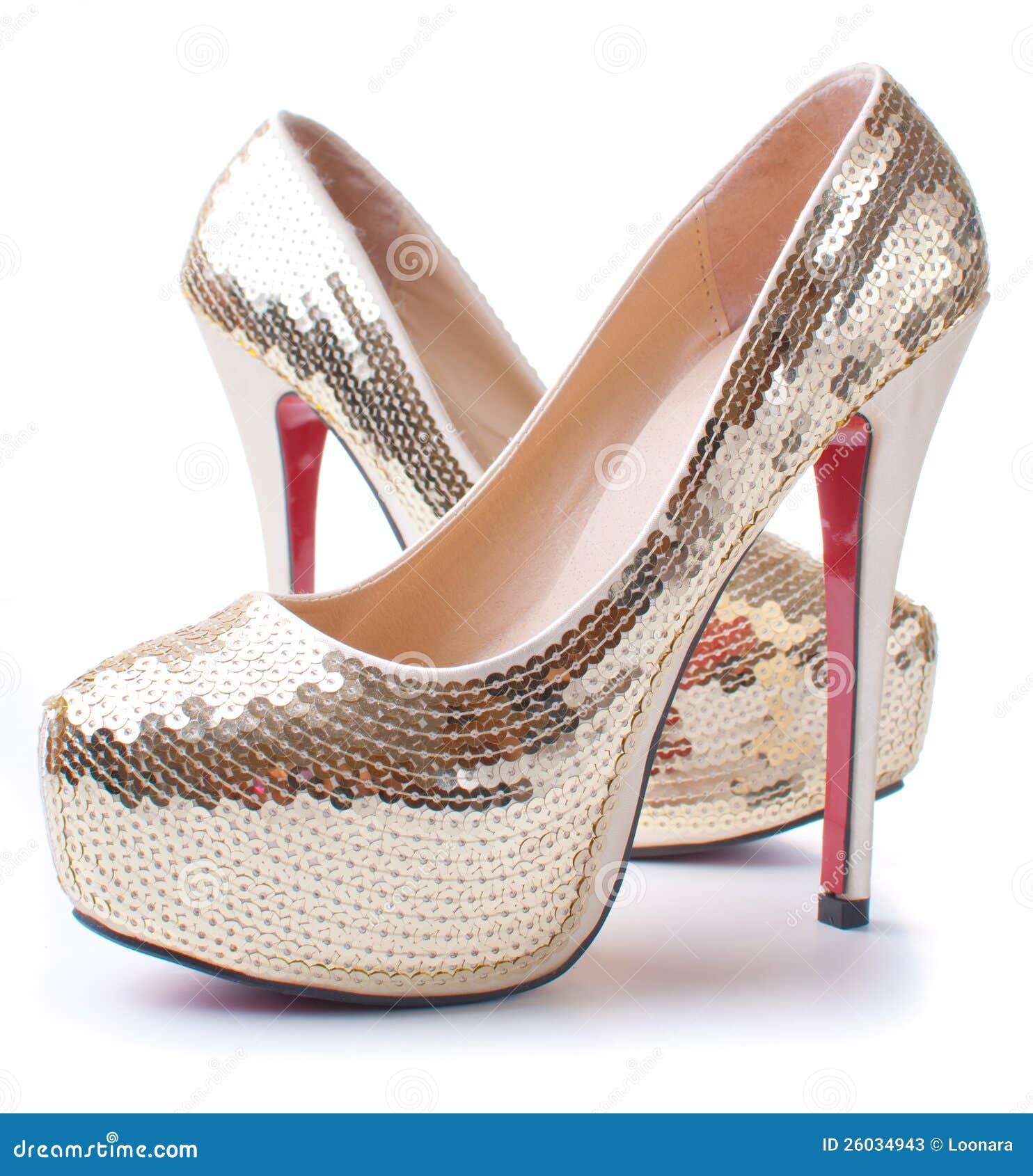 Women S Shoes with Gold Sequins Stock Image - Image of fashion, golden ...