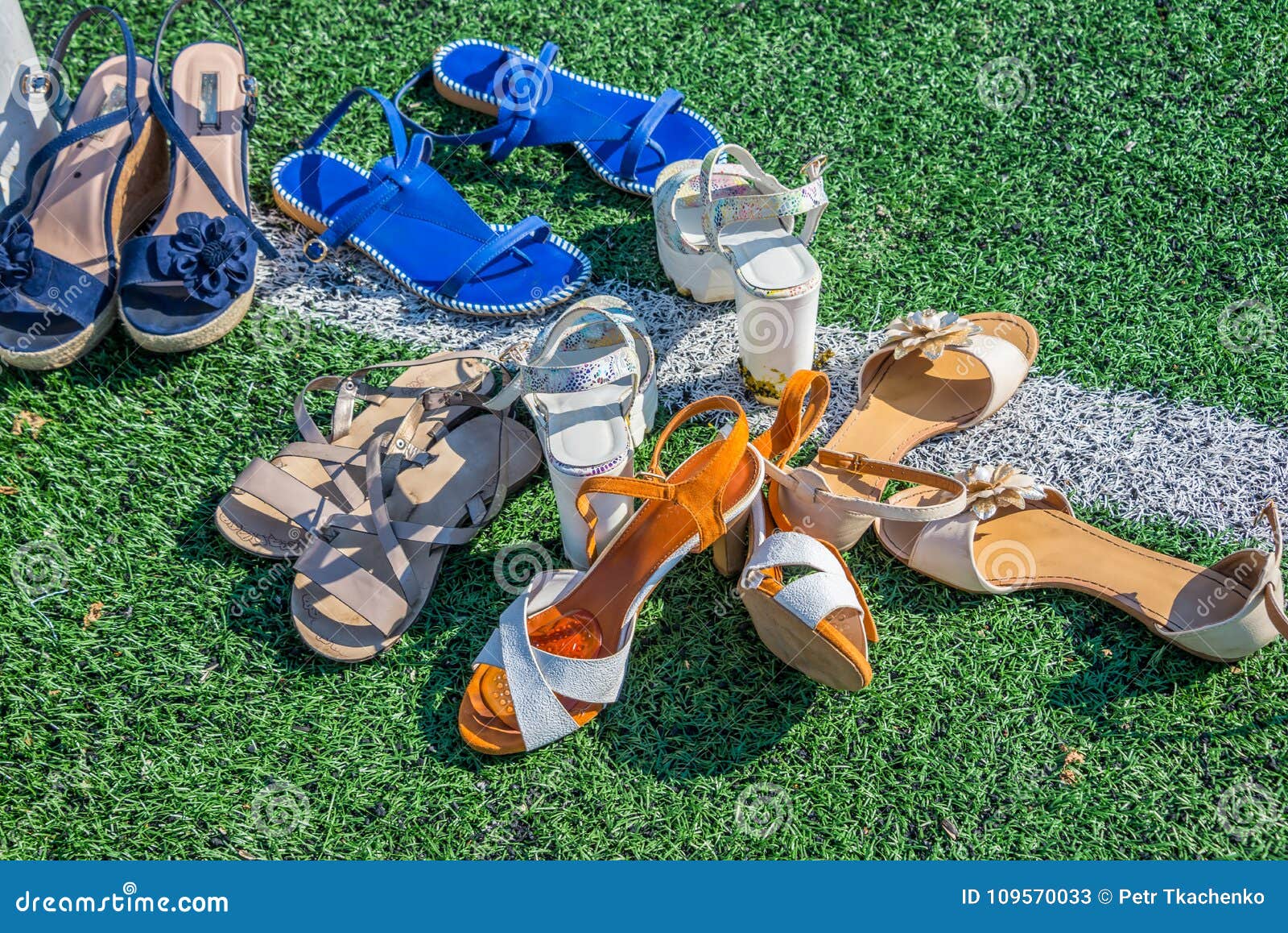 women`s shoes on a grass