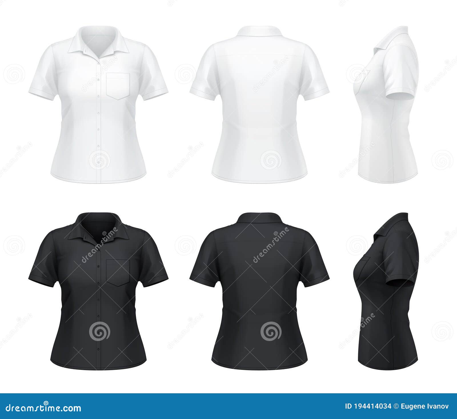 Download Women S Short Sleeve Dress Shirt Stock Vector Illustration Of Black Dress 194414034