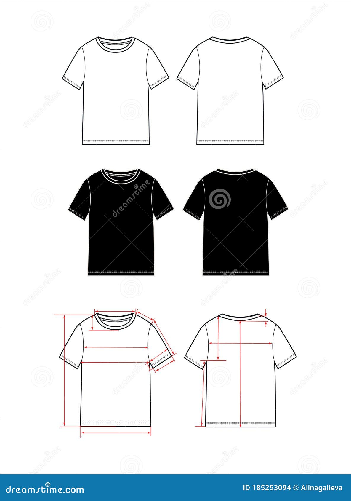 Multi color Basic T  shirt technical fashion flat Sketch drawing template  Blank Short sleeve Apparel design vector illustration mock up Front Back  Stock Vector Image  Art  Alamy
