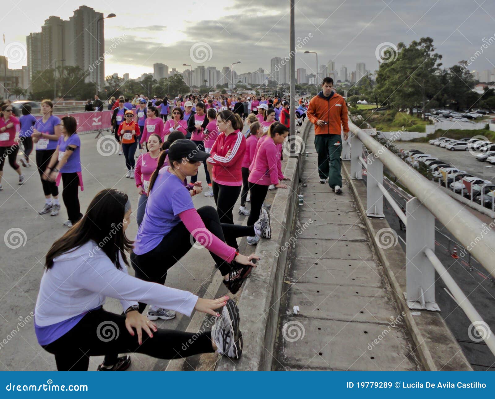 Women s Street Race. Women getting ready for the street race in a cold Sunday morning in Sao Paulo, Brazil