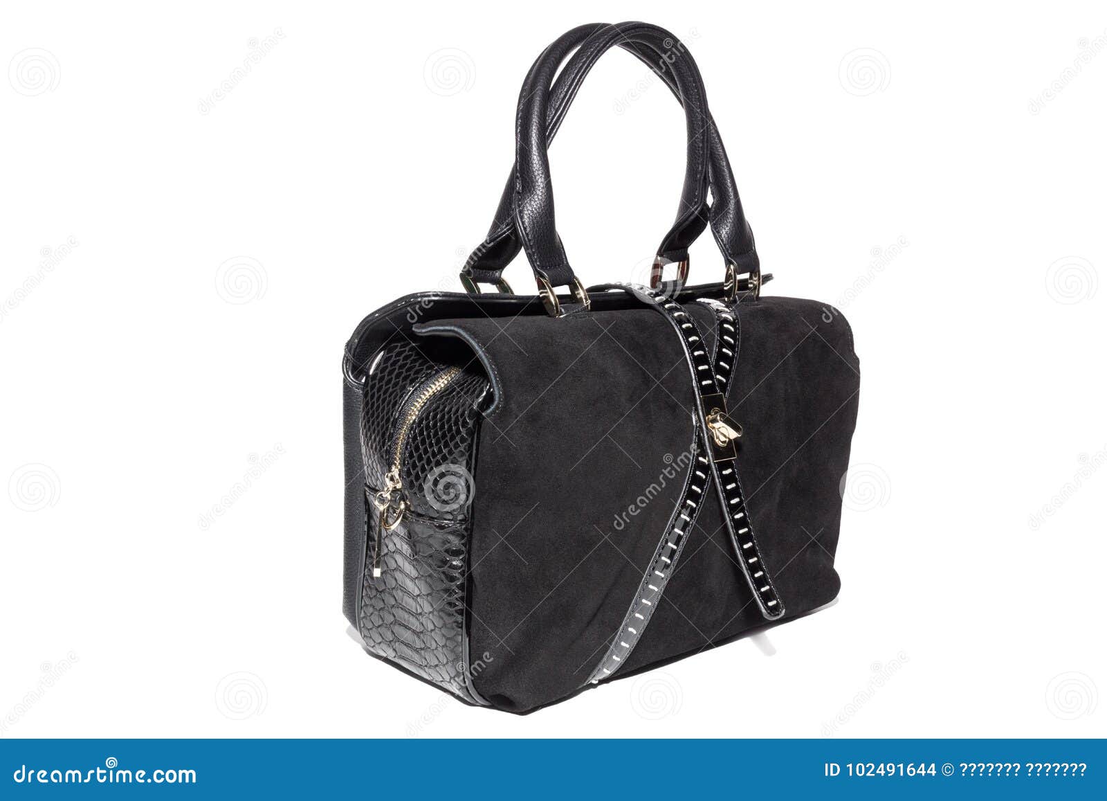 Women`s Suede Bag of Black Color Stock Photo - Image of fashionable ...