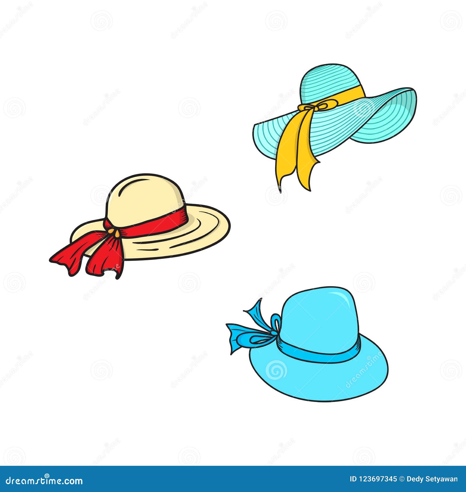 Women`s Summer Hat. Vector Illustration. Icon Set Stock Vector ...