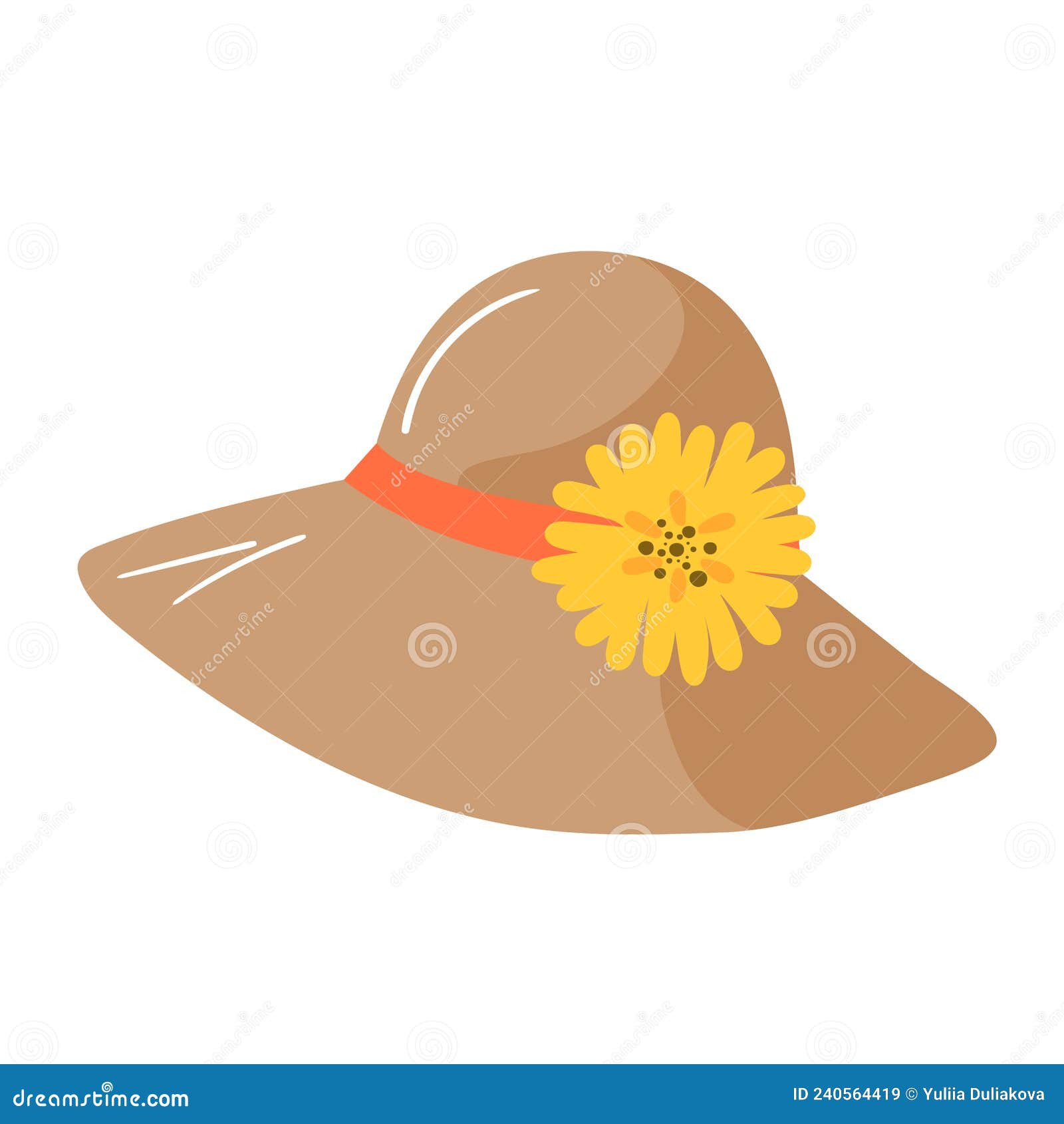 Women S Summer Hat with Yellow Flower . Vector Illustration Stock ...