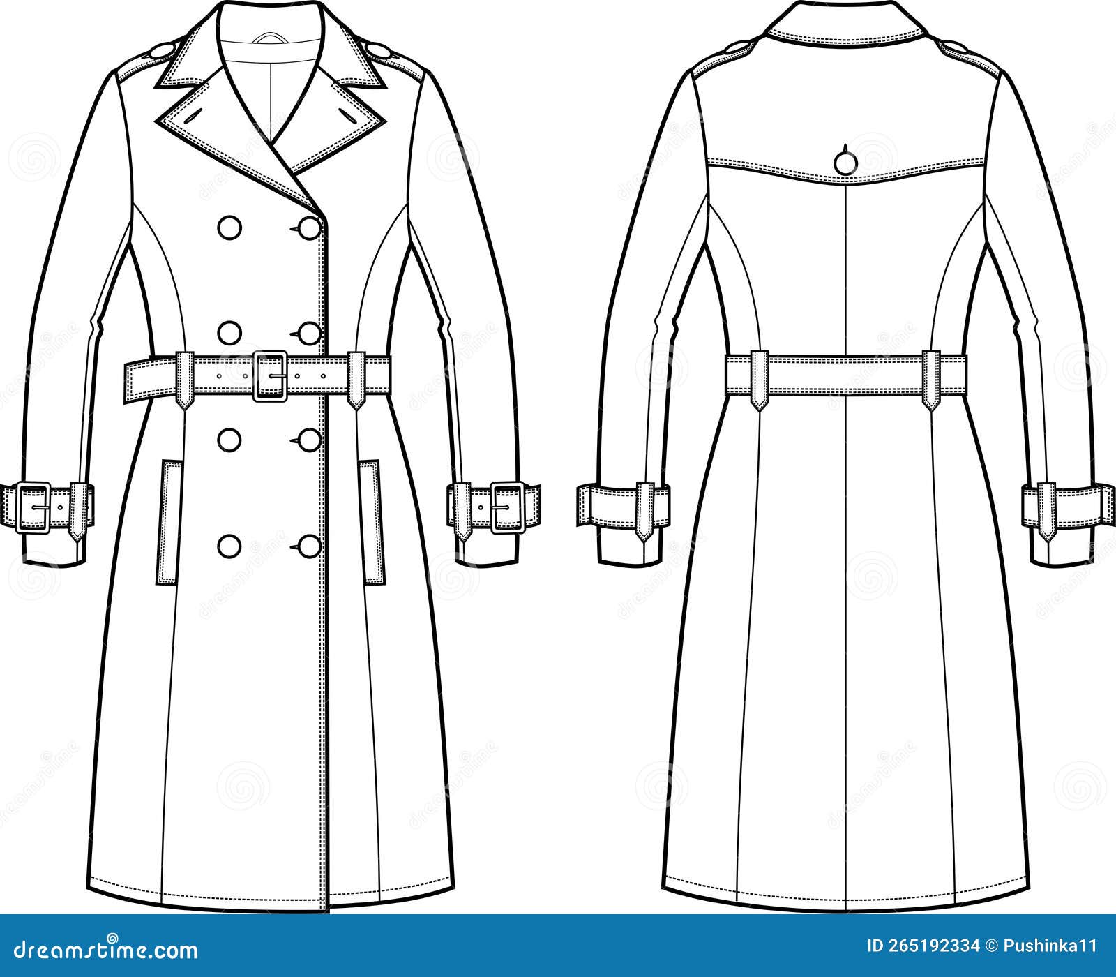 Women`s trenchcoat stock vector. Illustration of isolated - 265192334