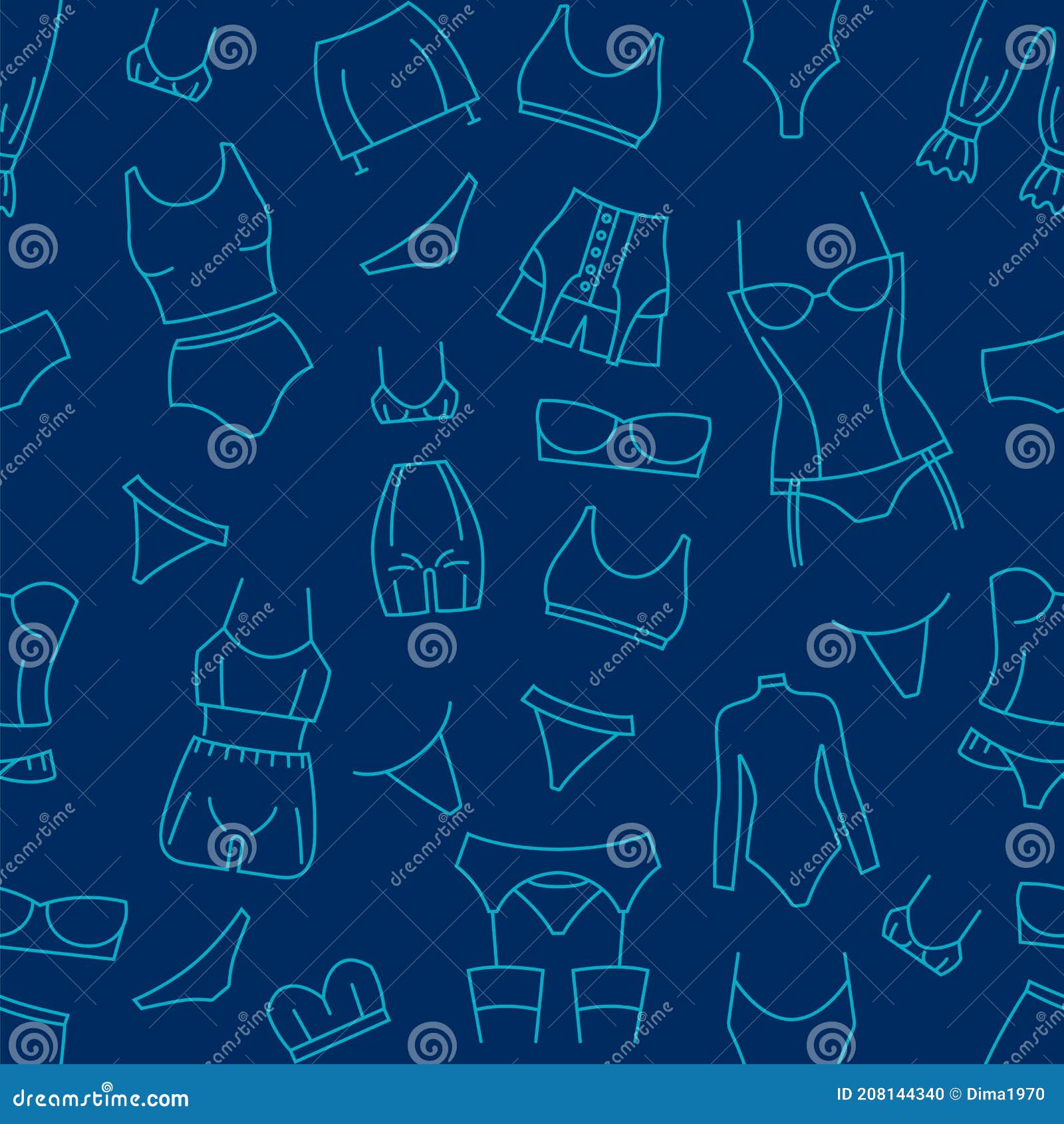 Women`s Underwear Evolution. Thin Line Design Stock Vector