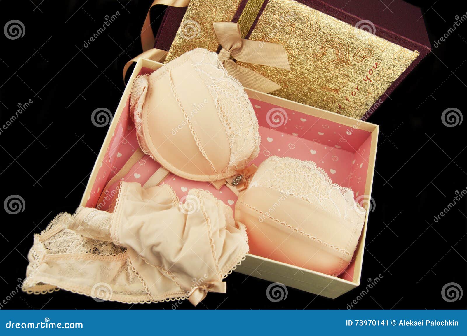 Women S Underwear in a Gift Box Stock Image Image of lace, shiny