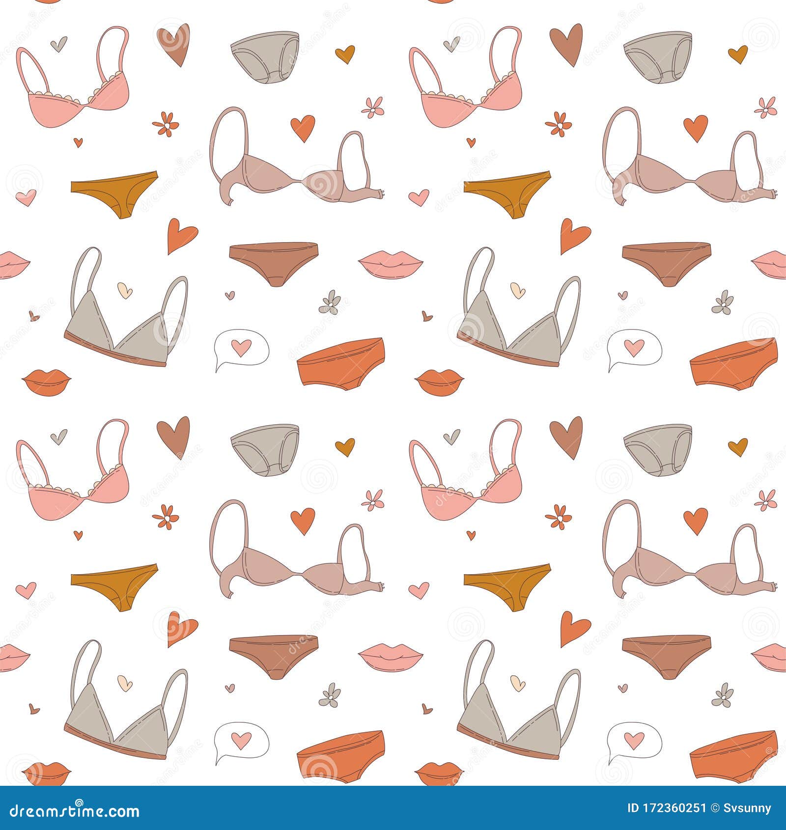 Woman Underwear Vector Seamless Pattern. Stylish Female Bras and