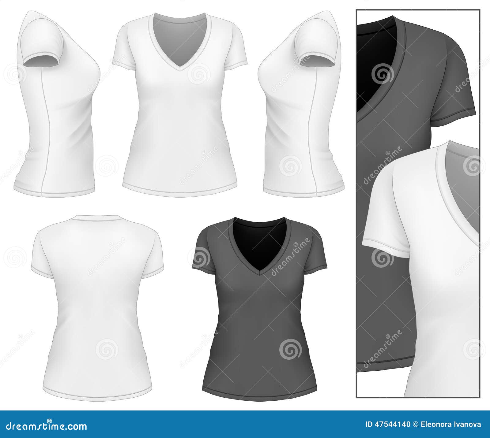 Download Women's v-neck t-shirt. stock vector. Illustration of vector - 47544140