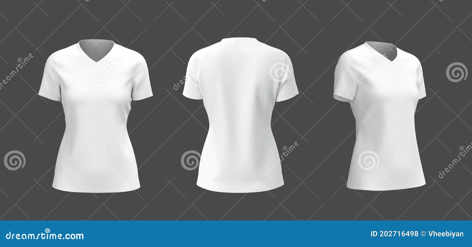 Download Women's V-neck T-shirt Mockup, Front, Side And Back Views ...