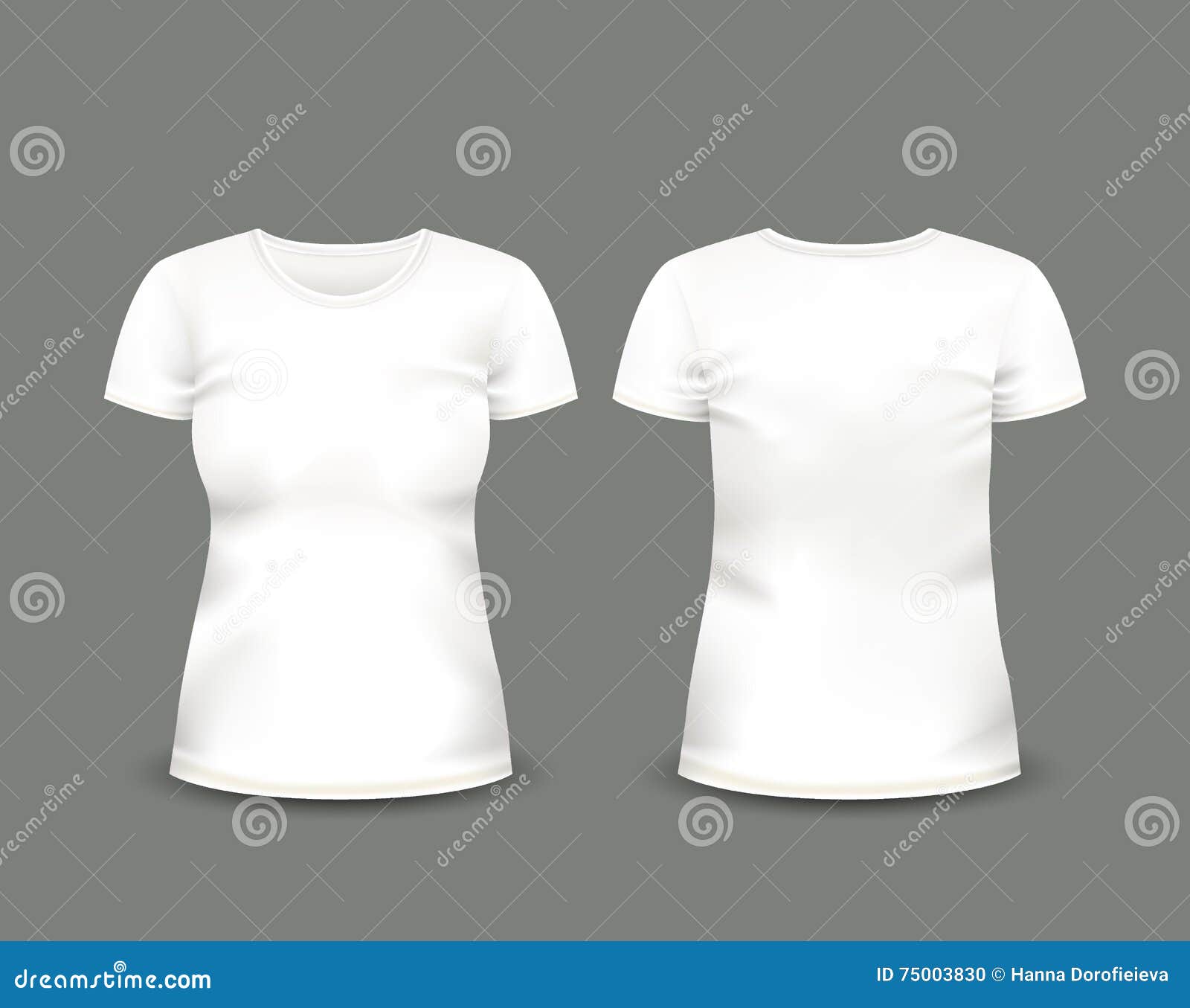 Women S White T-shirt Short Sleeve in Front and Back Views. Vector Template  Stock Vector - Illustration of shop, shirt: 75003830