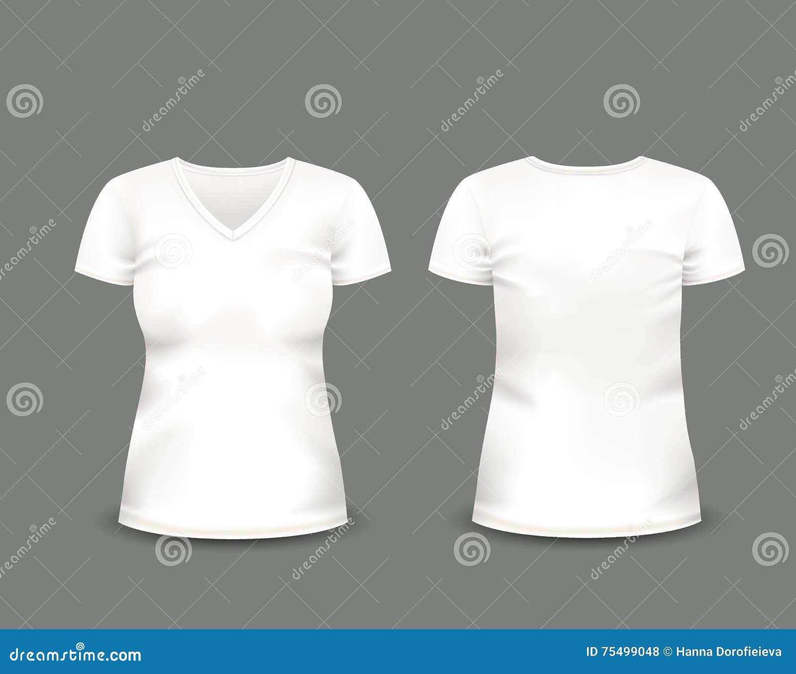 Download Women S White V-neck T-shirt Short Sleeve With In Front ...