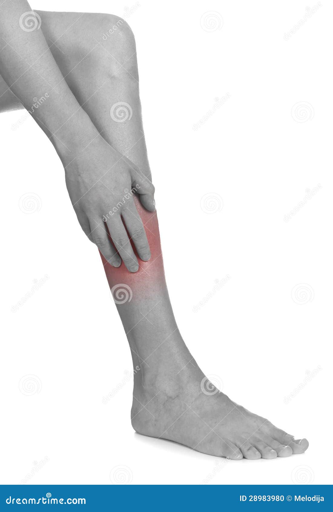 Women Scratch Itchy Leg With Hand. Stock Photo - Image: 28983980