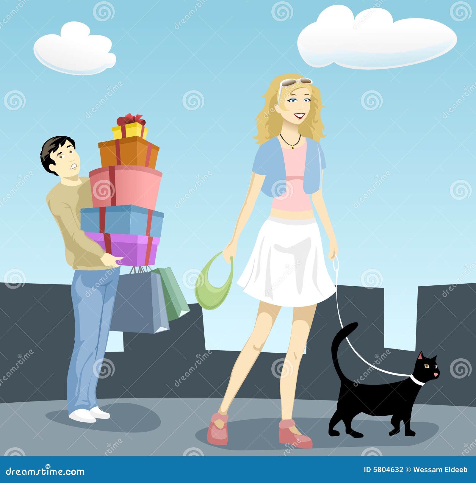 Women And Shopping 2 Stock Vector Illustration Of Modern