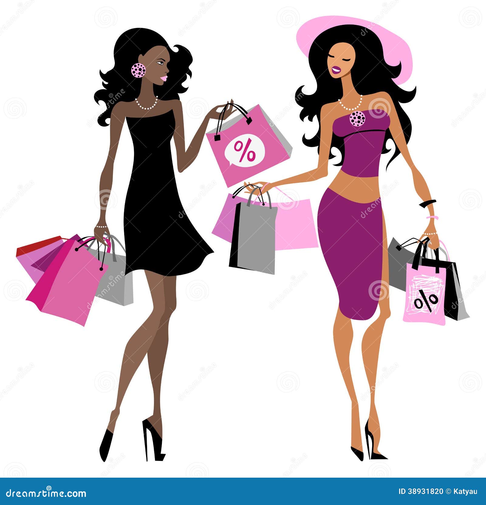Women shopping bags stock illustration. Illustration of graphic - 38931820