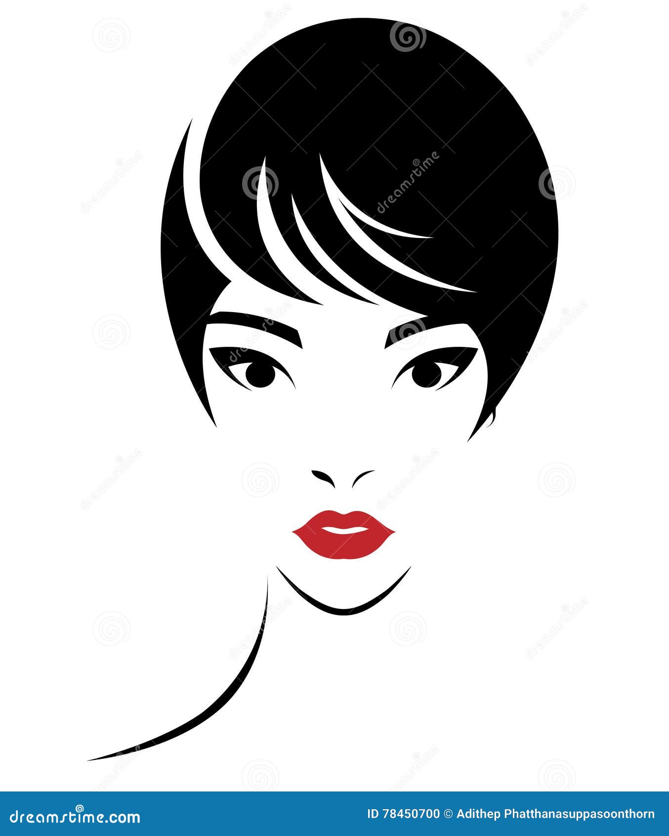 Women Short Hair Style Icon, Logo Women Face On White Women Short Hair Style Icon, Logo Women Face On White