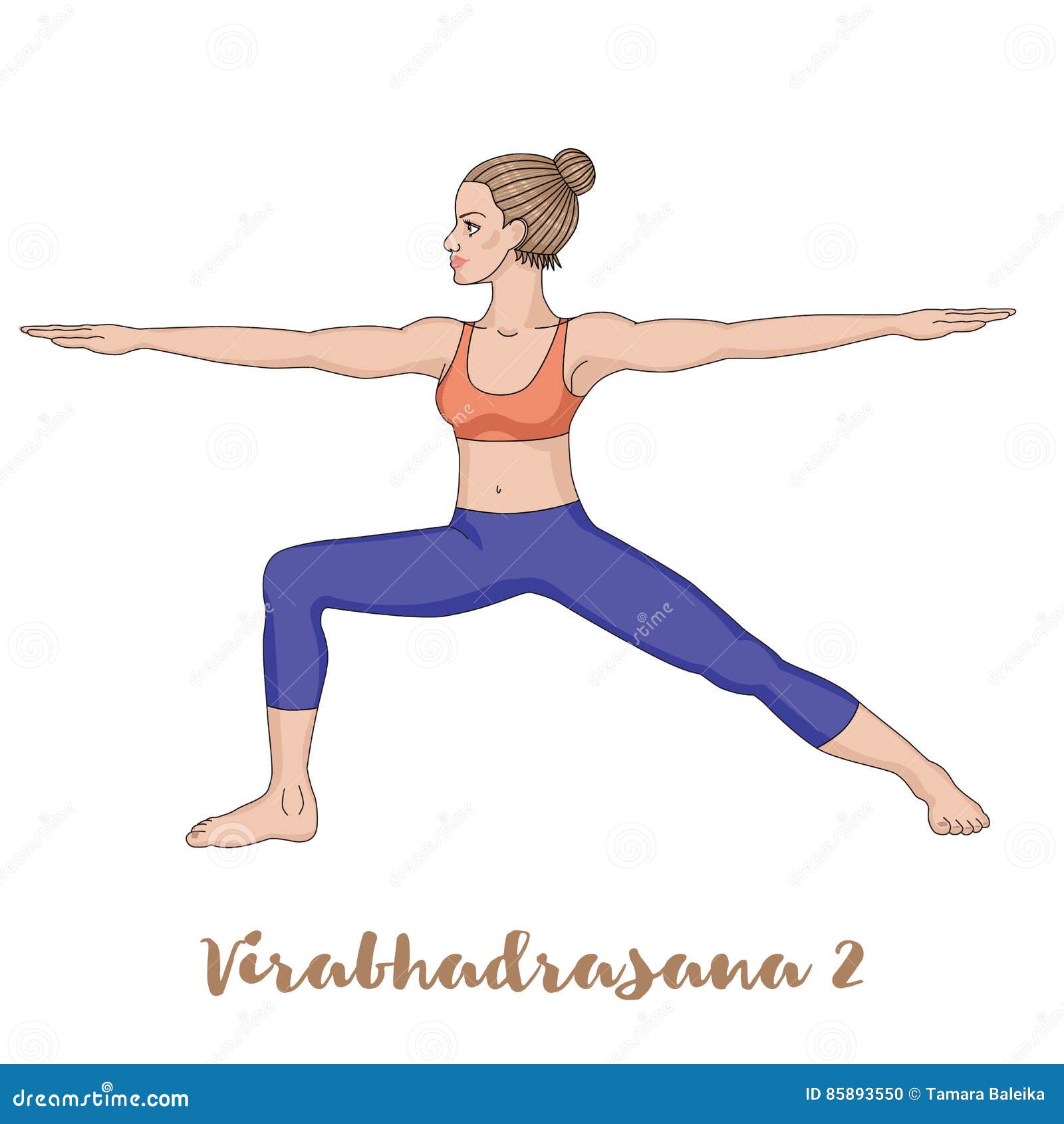 Yoga Warrior Pose Glare Background Yogi Workout Outline Vector