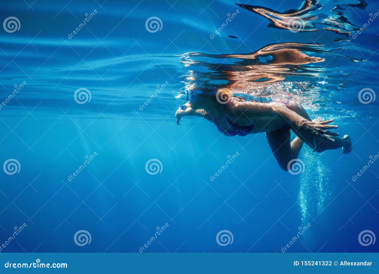 Women Snorkeling in the Tropical Sea, Underwater Women Stock Photo ...