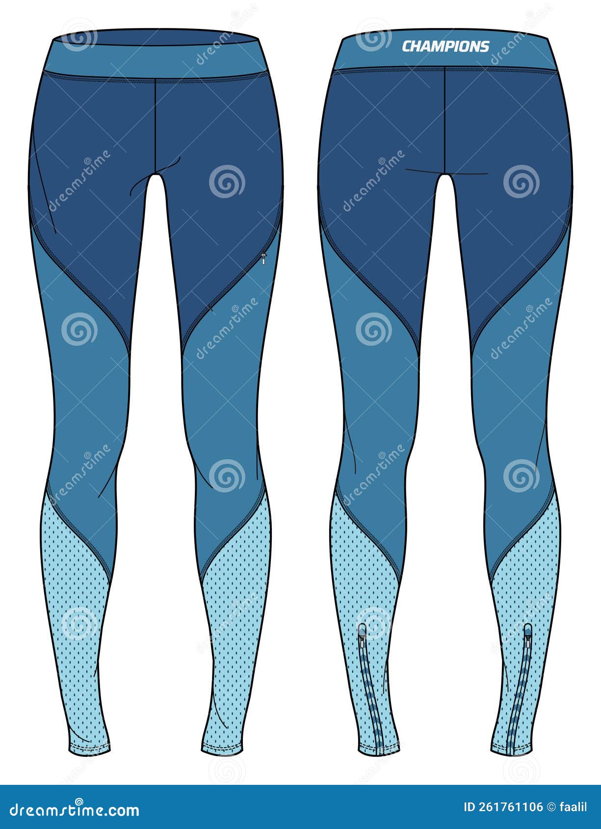 Women Sports Running Tights Leggings Pants Design Flat Sketch