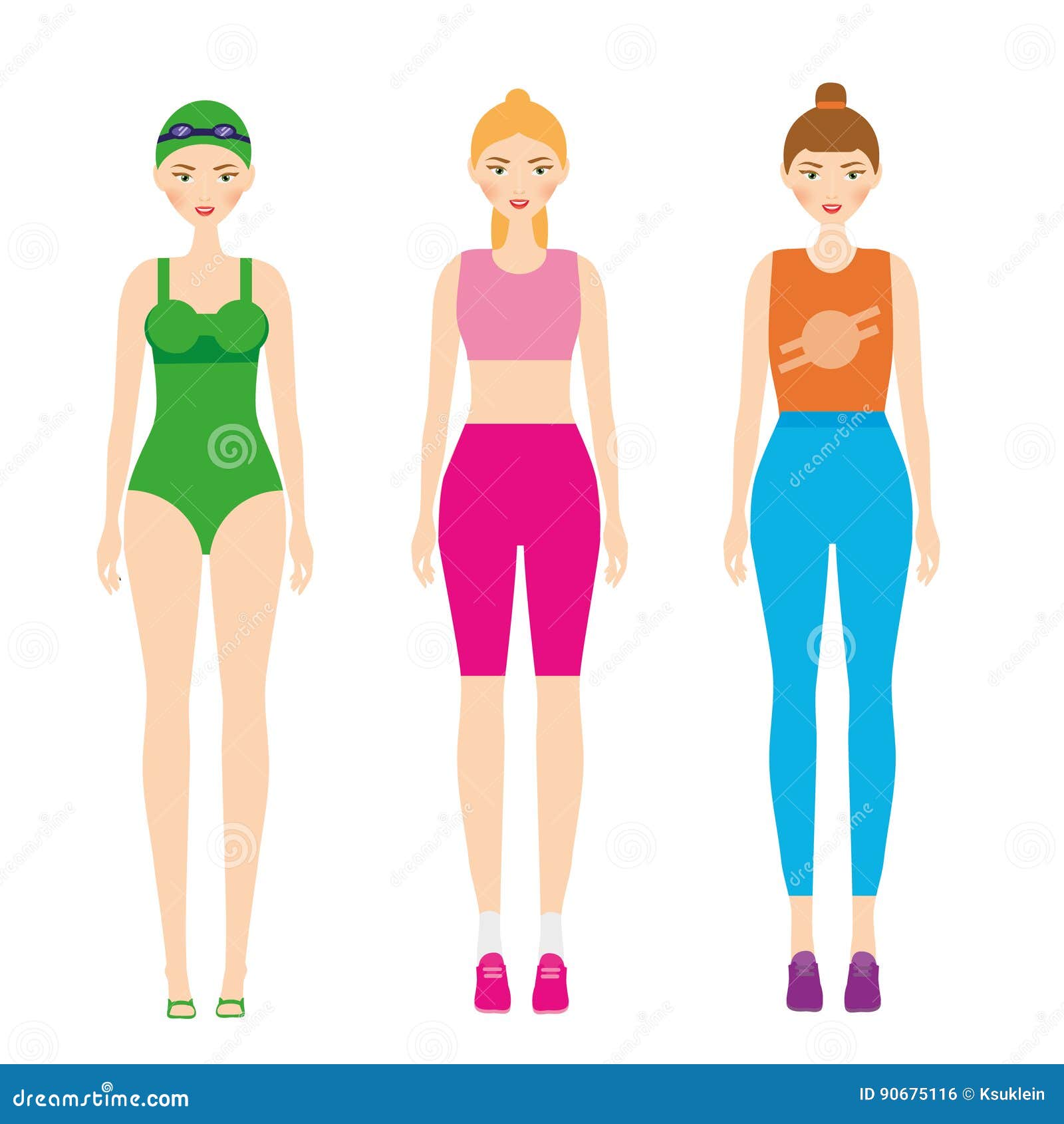 Women in Sportswear. Female in Fitness Clothes Stock Vector - Illustration  of body, active: 90675116