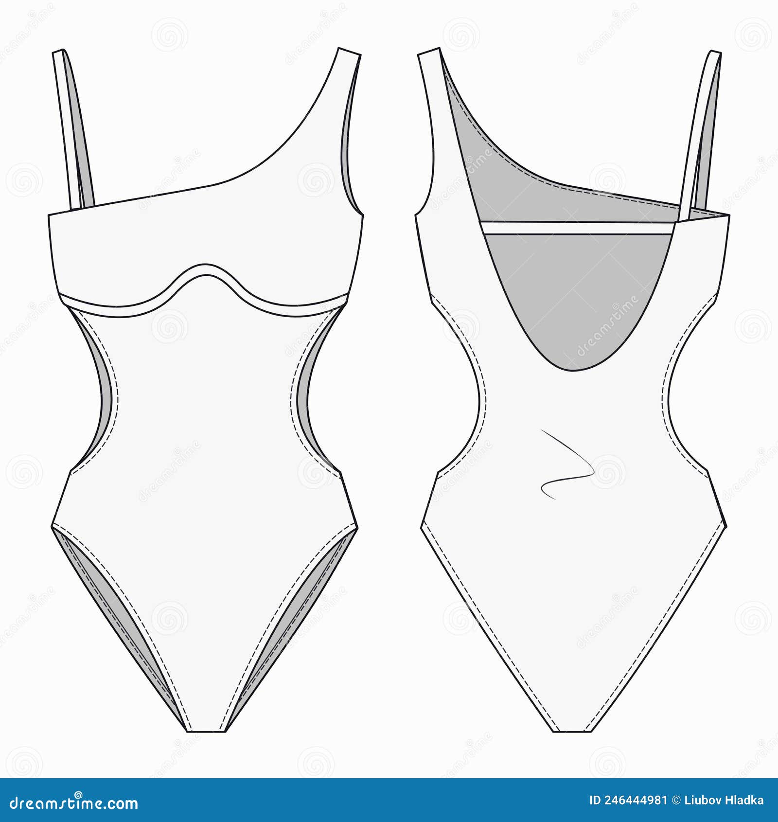 Women Swimsuit Fashion Technical Drawing Template. Swimwear Fashion Women Swimsuit Fashion Technical Drawing Template. Swimwear Fashion