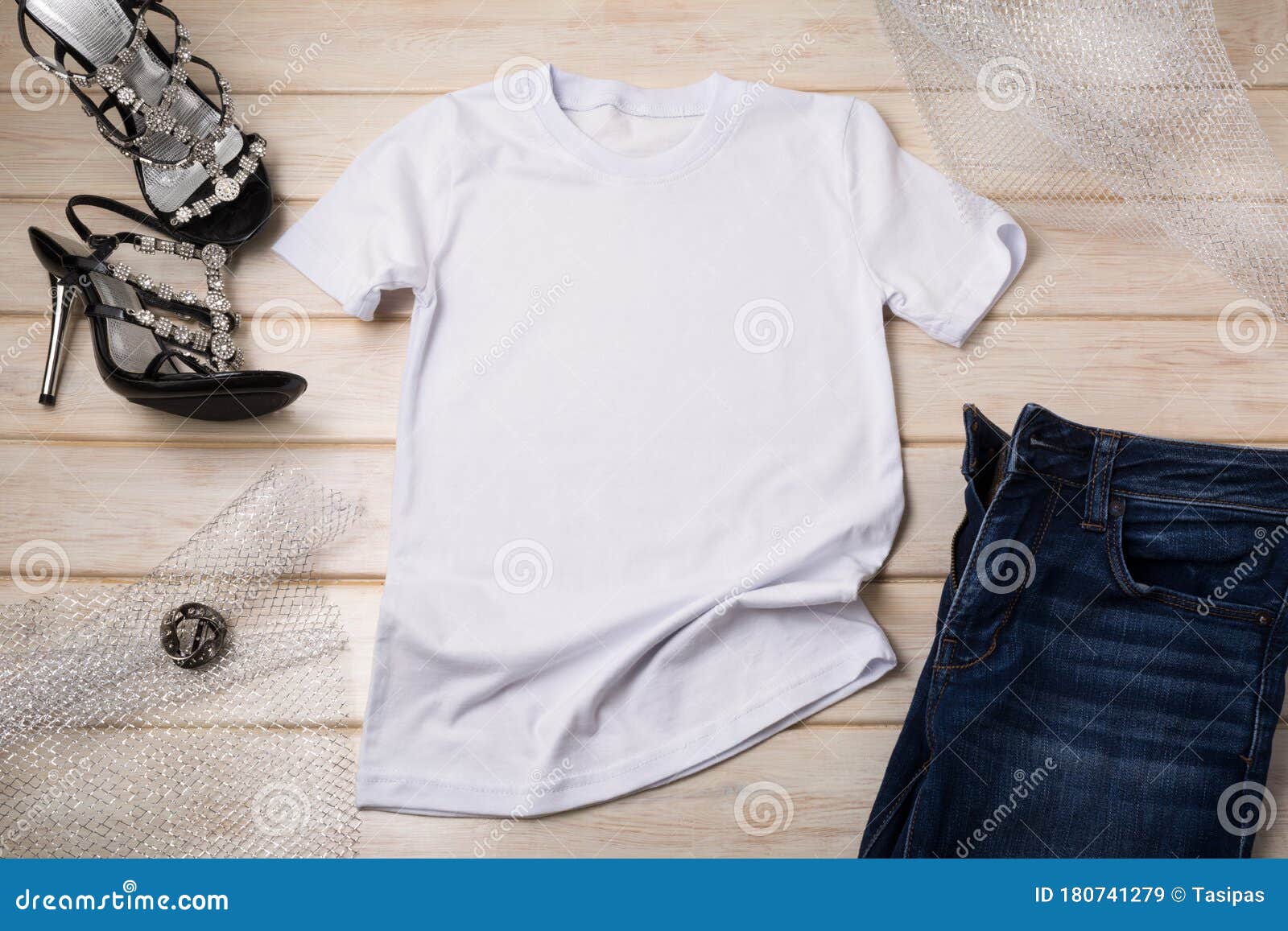 Download Women T Shirt Mockup With Stock Image Image Of Cotton 180741279